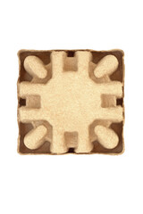 Cardboard box brown insert reverse side, protection for delivery package, parcel or container. Recycled reusable material eco friendly sustainable resources. On white background.