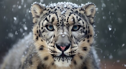 Fototapeta na wymiar Snow Leopard created with Generative AI Technology, ai, generative