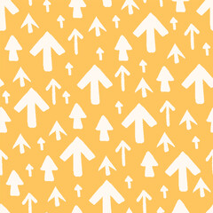 Yellow and White Doodle Arrows Seamless Vector Repeat Pattern