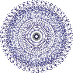 Blue mandala, meditation design. Creative drawing can be used for coloring books, tattoos, and mehendi.