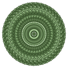 Circular pattern in the form of a green mandala for henna, coloring books, tattoos, and mehendi.
