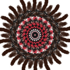 Abstract red mandala. Creative drawing can be used for coloring books, tattoos, and mehendi.