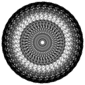 Circular pattern in the form of a black mandala for henna, coloring books, tattoos, and mehendi.