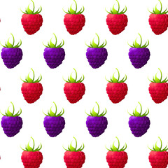 Seamless pattern raspberries and blackberries.For labels, menus, poster, print, or packaging design. Vector illustration