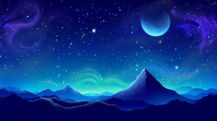 Obraz na płótnie Canvas Fantasy planet , night sky on background. AI Generative