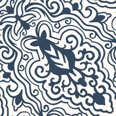 Black and white seamless pattern with arabesques  in a retro style. Vector illustration