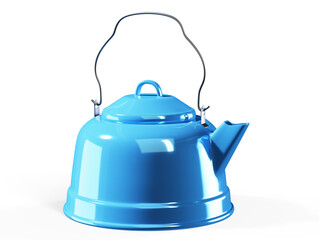 Porcelain teapot with floral patterns isolated in old style on white 3d render