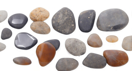 Naklejka na ściany i meble Collection of rock stones isolated on transparent background