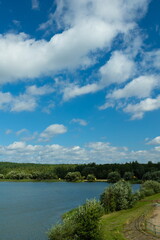 Fototapeta premium Landscape, view of the lake and the shore. Background for design