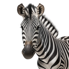 zebra looking isolated on white