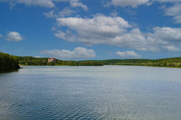 Landscape, view of the lake, river and the shore. Background for design