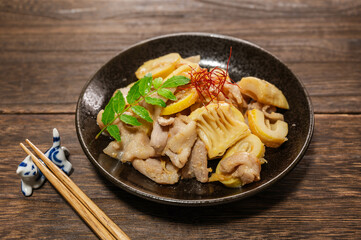 ハチクと豚バラのみそ炒め