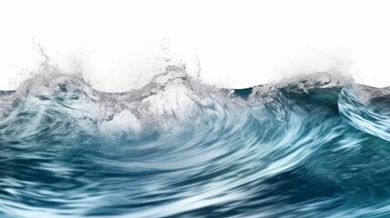 Waves of ocean water on a white background. Generative AI