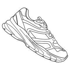 hand drawn sneakers, gym shoes, top view. Image in different views - front, back, top, side, sole and 3d view. Doodle vector illustration.	
