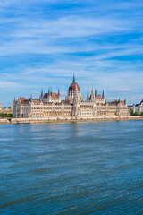 Fototapeta na wymiar Budapest, Hungary: The Hungarian Parliament Building, seat of the National Assembly of Hungary on the Danube river waterfront