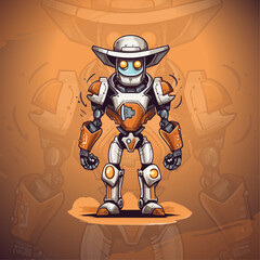 Cowboy Robot: Mascot Logo and Gaming Design Vector - Unleash Your Esport and Sport Team's Power with Modern Illustration!