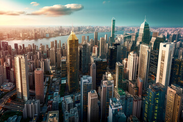 Aerial view of a huge metropolis.