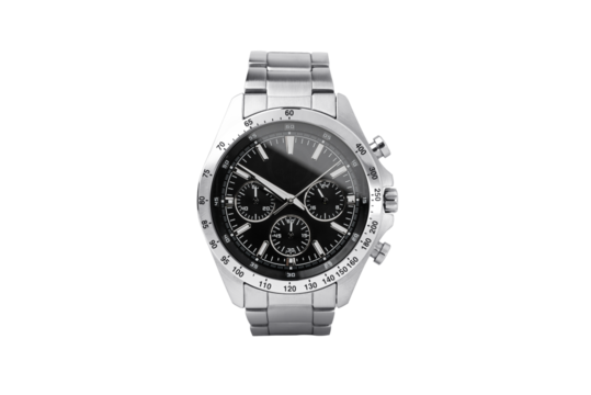 Luxury watch isolated on white background. With clipping path for artwork or design. Black.PNG