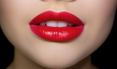 Fototapeta premium fashionable lips and mouth of a young female model. AI GENERATIVE
