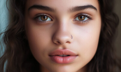 Fototapeta premium fashionable lips and mouth of a young female model. AI GENERATIVE
