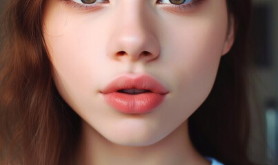 fashionable lips and mouth of a young female model.
AI GENERATIVE