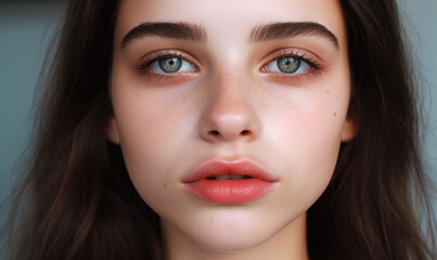 Obraz premium fashionable lips and mouth of a young female model. AI GENERATIVE