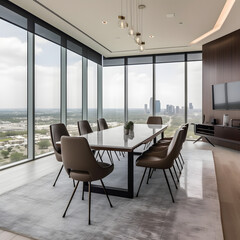  A Contemporary Conference Room with a Grand Glass Facade