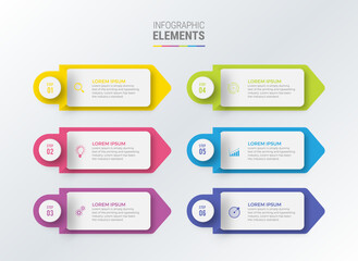 Business infographic template design icons 6 options or steps
