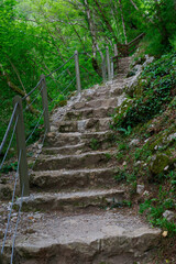 Summer scenic view of Tolmin Gorges. Majestic scenery with clean mountain river in the deep gorges of Tolmin, Slovenia, Europe	