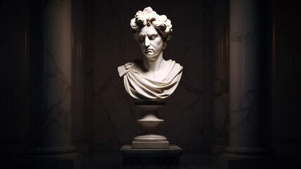 A white classic bust, created with generative AI technology