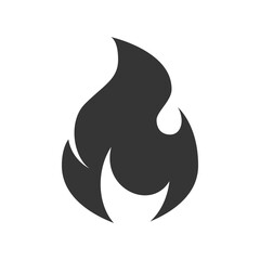 Fire icon, simple black emoji in flat style