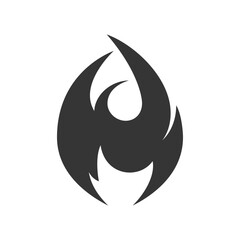 Fire icon, simple black emoji in flat style