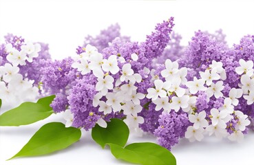 Lilacs on white background, generative ai