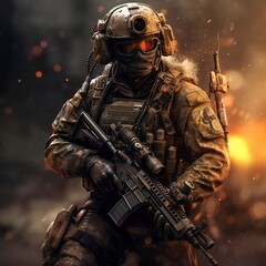 Army Commando with a Rifle - Generative AI