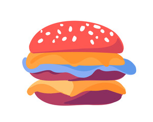 Art cheeseburger isolated on white background, Vector illustration