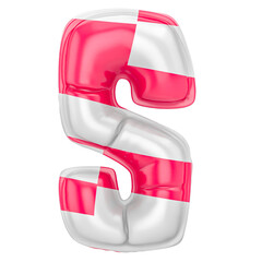 Balloon S Font Pink With White 3D Render