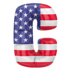 Balloon C Font Flag USA 3D Render