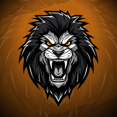 Black Lion Mascot Logo: Illustrated Vector for Badge, Emblem, and T-Shirt Printing