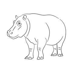 Silhouette of a Hippopotamus made in sketch style. Vector illustration.