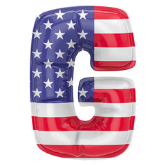 Balloon G Font Flag USA 3D Render