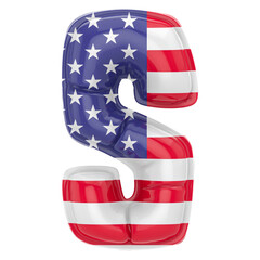 Balloon S Font Flag USA 3D Render