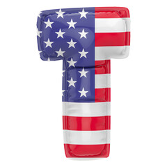 Balloon T Font Flag USA 3D Render