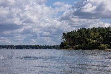 Landscape, view of the lake and the shore. Background for design