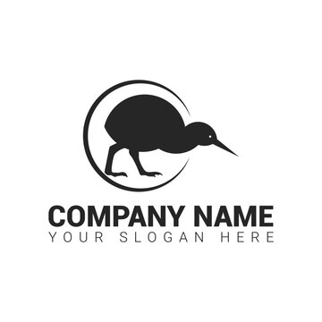 Kiwi bird minimalist logo design concept vector template