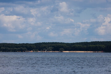 Landscape, view of the lake and the shore. Background for design