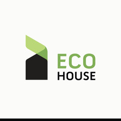 eco friendly home logotype house and green plant abstract silhouette logo sustainable energy household icon environmentally friendly living infographic simple minimal vector illustration