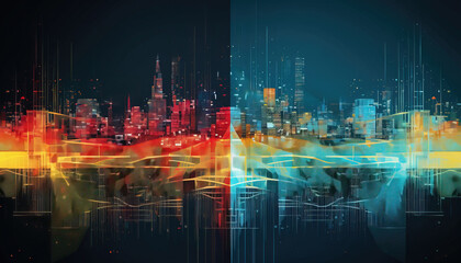 abstract background with the city. generative AI