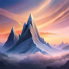 sunset over mountains generated ai