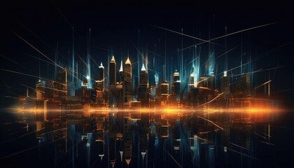Obraz na płótnie Canvas abstract background with the city. generative AI