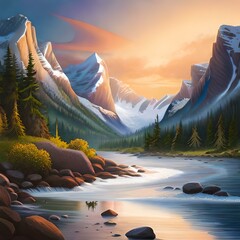landscape with mountains generated ai